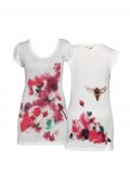Tee-shirt long blanc imprimé rouge-sang manches courtes T-Garden By Patrizia Pepe printemps-été 2011 collection femme