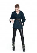 Manteau en laine croisée et pantalon slim en cuir collection femme Sandro automne hiver 2010 2011