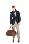 It bag homme en cuir marron Serge Blanco automne hiver 2010 2011