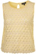 Top jaune citron sans manche dentelé sur le devant collection Topshop femme printemps-été 2011