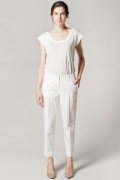 Pantalon 7/8 en coton lin blanc