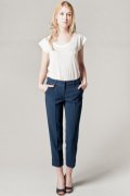 Pantalon 7/8 en crêpe bleu marine