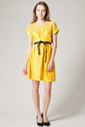 Robe tunique en soie de coton jaune 