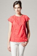 Top à empiècement en dentelle épaisse coquelicot 