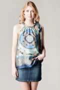 Top en manchures américaines imprimé foulard