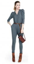 Combinaison grise en jersey et sac à main en cuir Sandro collection mode femme automne hiver 2010 2011