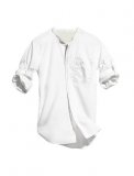 Chemise blanche sans col en coton biologique Printemps-Eté 2011 H&M Homme Conscious Collection