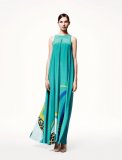 Maxi robe longue bleue H&M imprimée sans manches et à col rond collection printemps été 2011