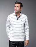 Polo homme manches longues blanc rayures grises Navigare collection automne hiver 2010 2011