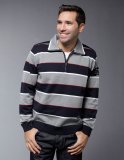 Pull homme Navigare rayé bleu marine et gris col zip collection hiver 2011