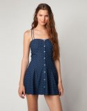 Robe bleue imprimé coeurs blancs 