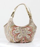 Sac Etam beige décoré de strass colorés formant un papillon collection été 2011