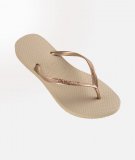 Tongs Slim Havaianas beiges à brides dorées