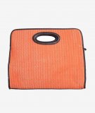 Panier vintage orange avec détails simili cuir marron 