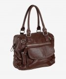 Sac à main chocolat avec poche rabat et compartiment zippé 