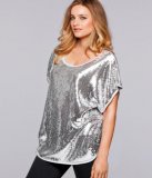 Top en jersey paillettes avec encolure en V 