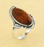 Bague Helena Langevin argent cognac et en ambre