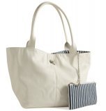 Sac cabas réversible aspect cuir lisse blanc et rayé bleu collection été 2011 Grain De Malice