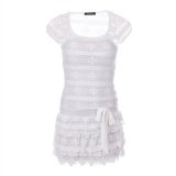 Robe 2-en-1 blanche dentelle fleurie et volants Morgan Collection femme printemps-été 2011