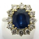 Bague ancienne saphir et diamants en forme fleur en vente chez bijoux-bijouterie.com
