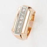 Bague deux ors sertie 6 diamants
