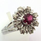 Bague marguerite or blanc rubis diamants chez bijoux-bijouterie.com