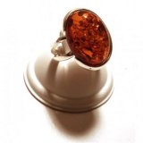 Bague Natalex ovale en argent et ambre