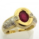 Bague or jaune rubis pavage diamants chez bijoux-bijouterie.com