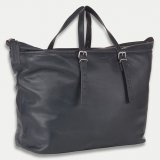 Sac de shopping en cuir noir 100%