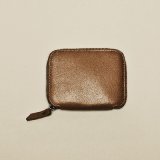 Mini sac zippée en cuir de vachette cognac