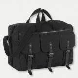 Sac reporter en toile et cuir noir