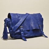 Sac en bandoulière indigo avec fermeture sanglée