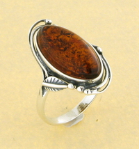 Bague Helena Langevin argent cognac et en ambre