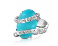 Bague Del Gatto avec diamants et turquoise