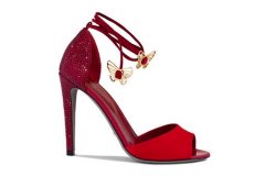 Sandales Sergio Rossi rouges a strass et papillon edition limitée pour Cannes 2011