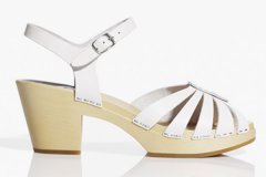 Swedish Hasbeens pour H&M sabot à talon sandale blanc