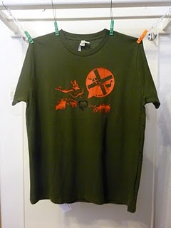 T-shirt homme vert et orange 100x ni l'oie.