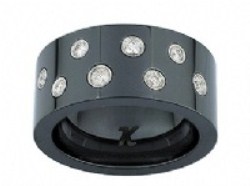 Bague K-Jeell en céramique noire et diamants