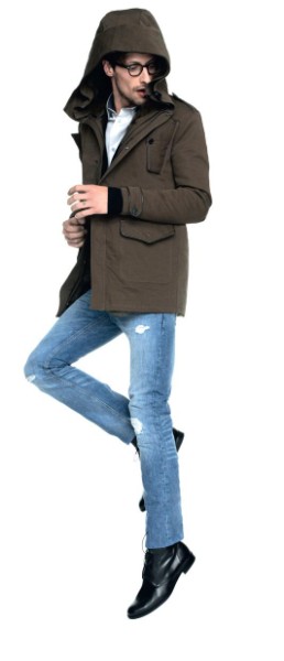 Mode Sandro homme Parka capuche en cuir automne hiver 2010 2011