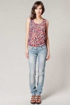Jeans à coupe droite avec détails simili cuir Kookaï collection été 2012