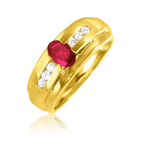 Bague or jaune sertie de rubis et de diamant Adamence Tendance hiver 2011/2012