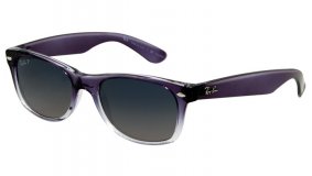 Monture transparente bleue violette degradée et verres bleus foncés degradés Ray Ban New Wayfarer lunettes de soleil 2011