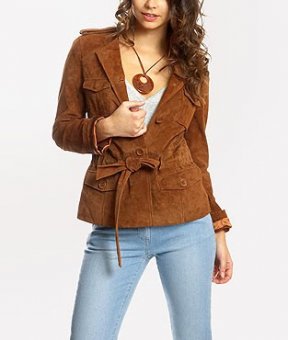 Veste saharienne en cuir marron Etam Collection Automne hiver 2012