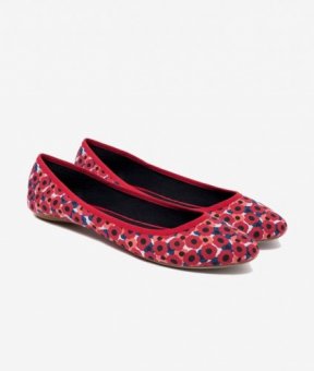 Ballerines en tissu imprimé coquelicot