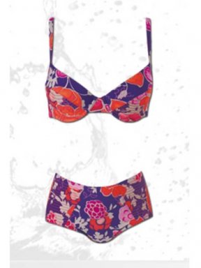 Ensemble maillot de bain Aubade imprimé fleuri culotte haute galbante ligne Retro Beach Printemps-Été 2012