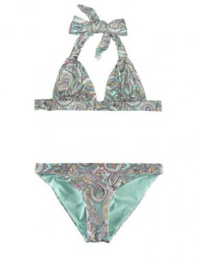 Bikini avec attaches à nouer, imprimé bleu turquoise H&M collection Printemps-Été 2012 