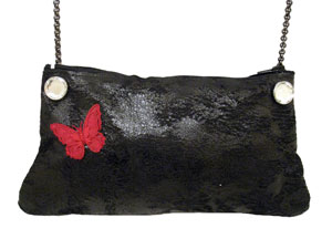 Pochette cocktail en cuir noir chez Lisanote