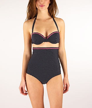 Maillot de bain Etam culotte taille très haute imprimé à pois tendance Printemps-Été 2012