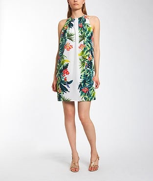 Robe blanche imprimé tropical