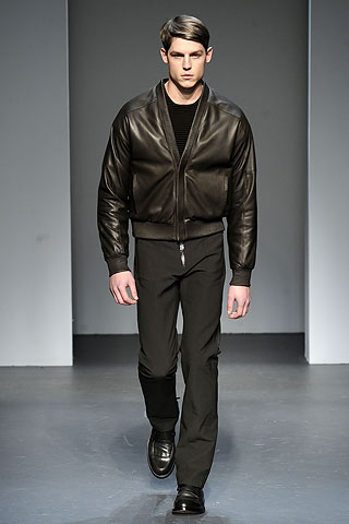 Blouson cuir marron Calvin Klein Homme hiver 2010 2011